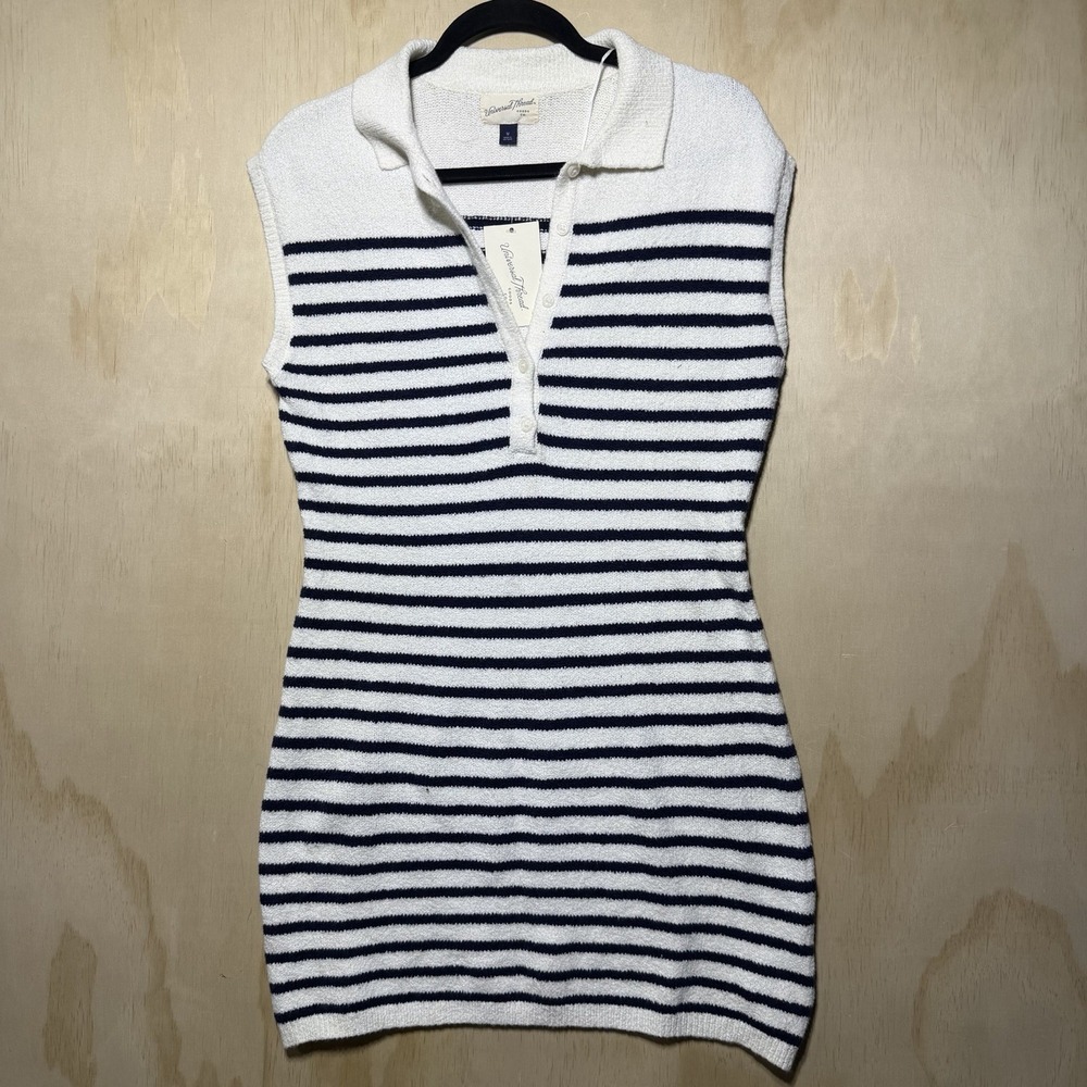Universal‎ Thread Striped Sweater Dress Womens Medium Knit Navy White